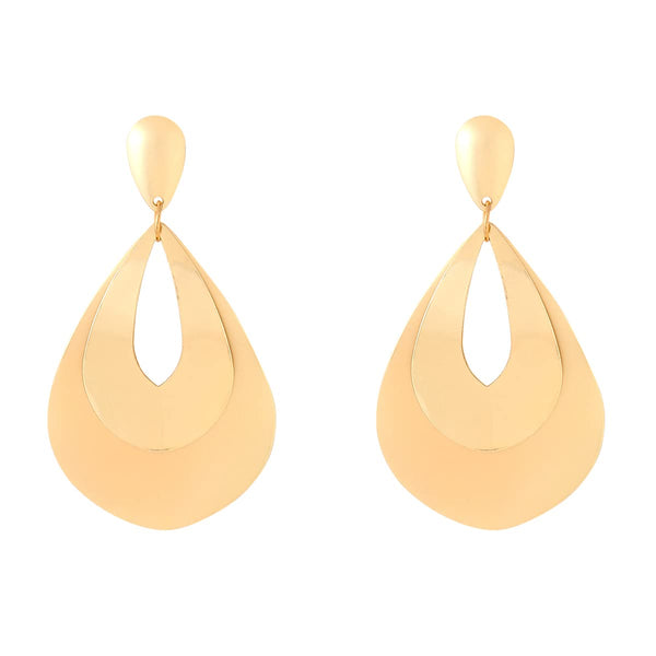 Gold Green and Pink Stone Drop Earring by Niscka - Gold Drop Earrings